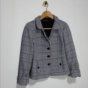 Nina McLemore Women’s Navy White Tweed Wool Blend Jacket 2 Classic Work Blazer